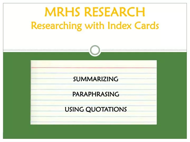 mrhs research researching with index cards