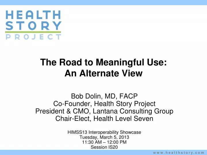 the road to meaningful use an alternate view