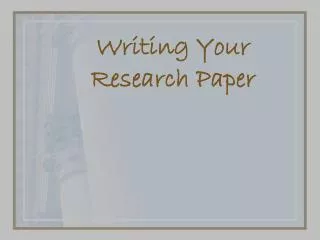 Writing Your Research Paper