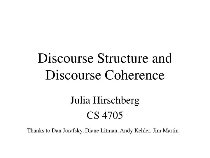discourse structure and discourse coherence