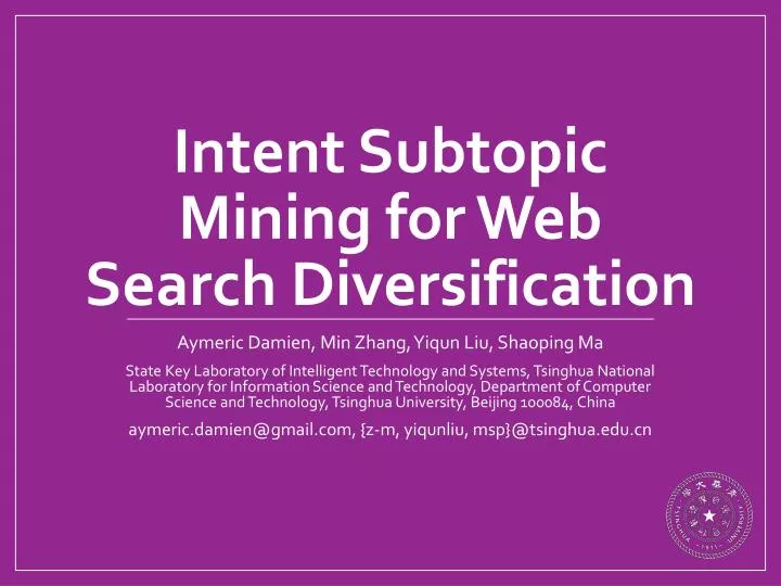 intent subtopic mining for web search diversification