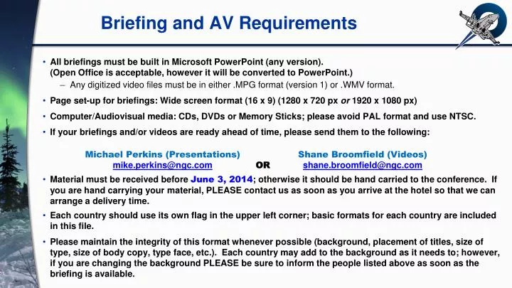 briefing and av requirements