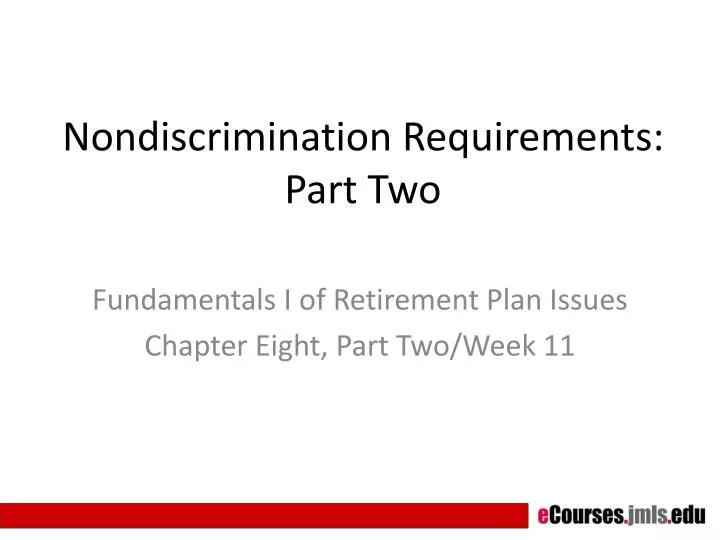 nondiscrimination requirements part two