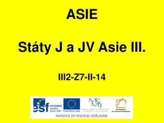 ASIE Státy J a JV Asie III. III2-Z7-II-14