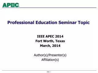 Professional Education Seminar Topic