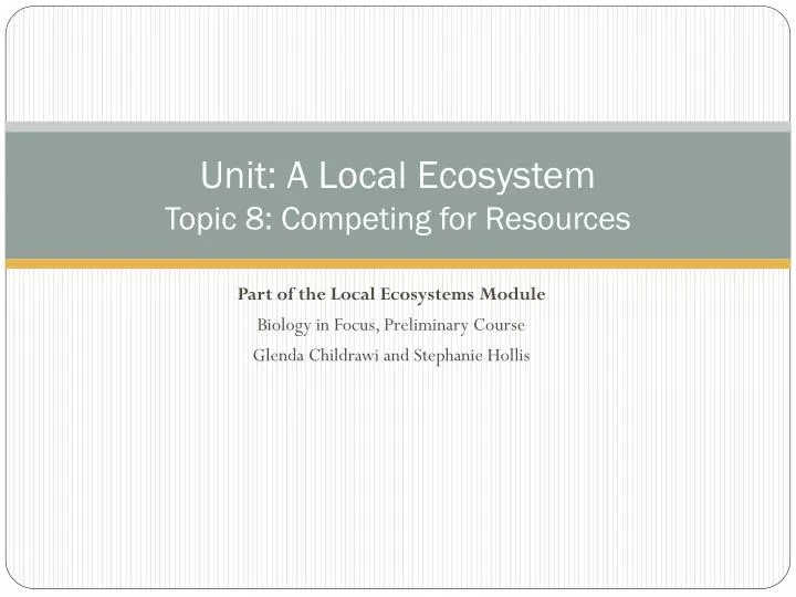 unit a local ecosystem topic 8 competing for resources