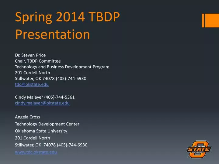 spring 2014 tbdp presentation