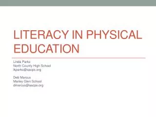 Literacy in Physical Education