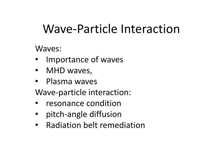 wave particle interaction