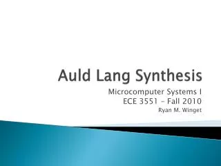 Auld Lang Synthesis