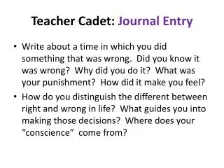 Teacher Cadet: Journal Entry