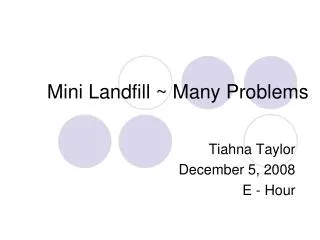 Mini Landfill ~ Many Problems