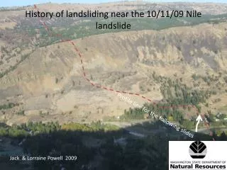 History of landsliding near the 10/11/09 Nile landslide