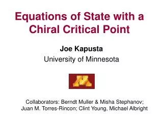 Equations of State with a Chiral Critical Point