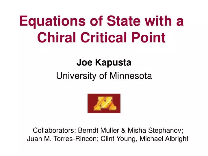 equations of state with a chiral critical point