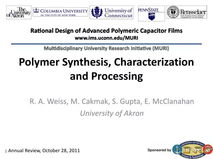 polymer synthesis characterization and processing