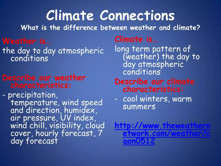 climate connections what is the difference between weather and climate