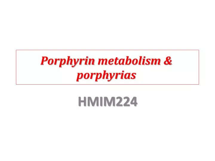 porphyrin metabolism porphyrias