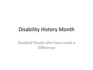 Disability History Month