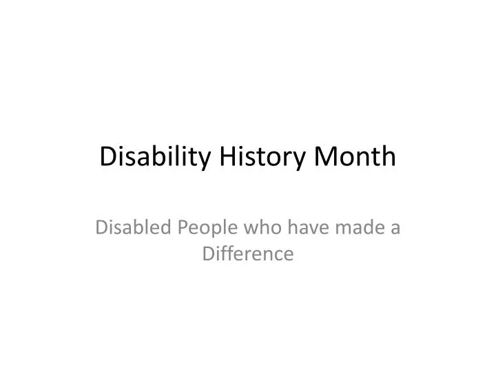 disability history month