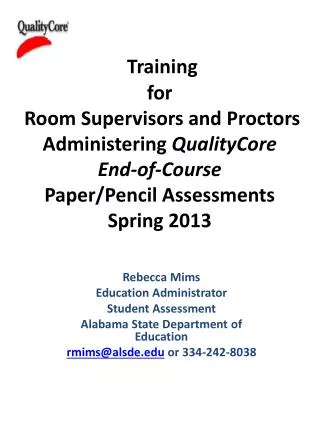 Rebecca Mims Education Administrator Student Assessment Alabama State Department of Education