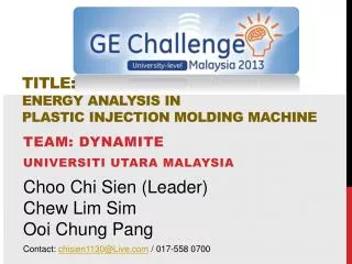 TITLE: Energy analysis in Plastic Injection Molding MACHINE