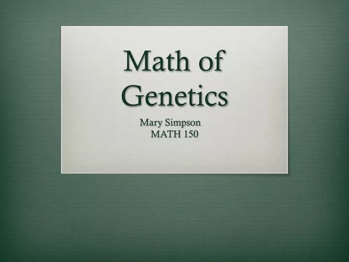 math of genetics