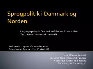 Sprogpolitik i Danmark og Norden