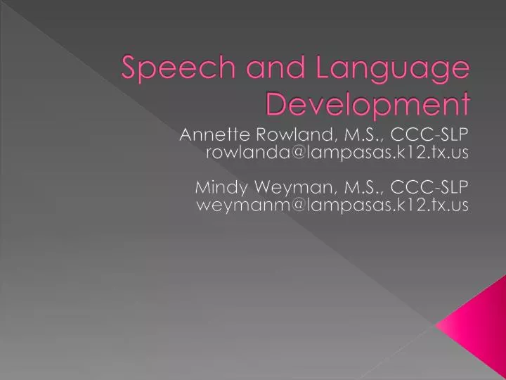 speech and language development
