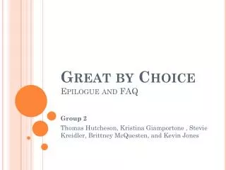 Great by Choice Epilogue and FAQ