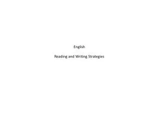 English Reading and Writing Strategies