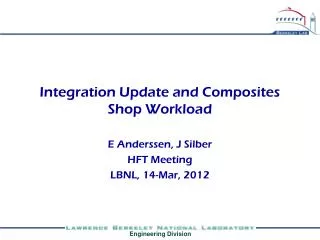 Integration Update and Composites Shop Workload