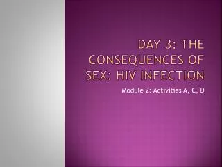 Day 3: the consequences of sex: hiv infection