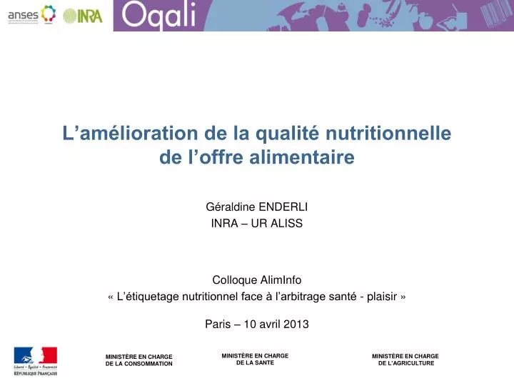 l am lioration de la qualit nutritionnelle de l offre alimentaire