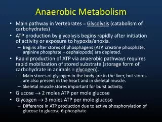 Anaerobic Metabolism