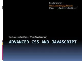 Advanced CSS and JavaScript
