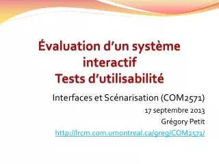 valuation d un syst me interactif tests d utilisabilit
