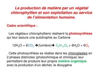 Cadre scientifique :