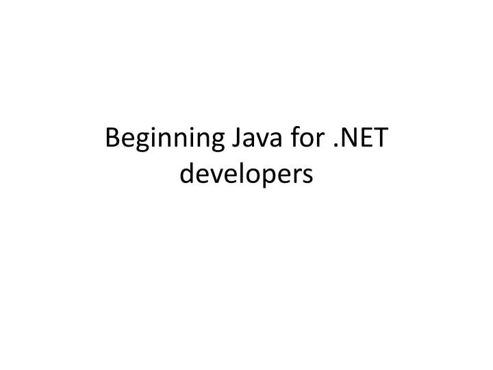 beginning java for net developers