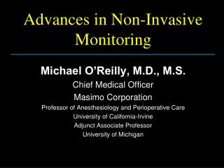 Advances in Non-Invasive Monitoring