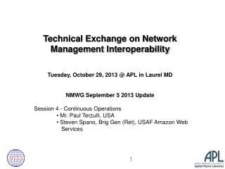 Technical Exchange on Network Management Interoperability