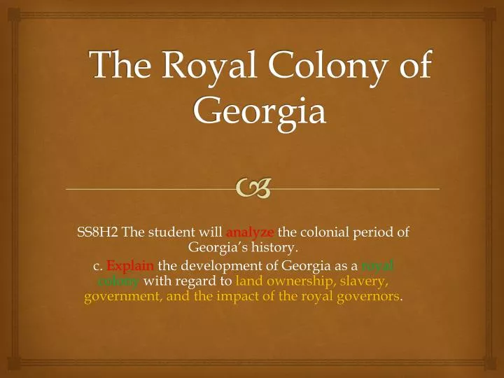 the royal colony of georgia