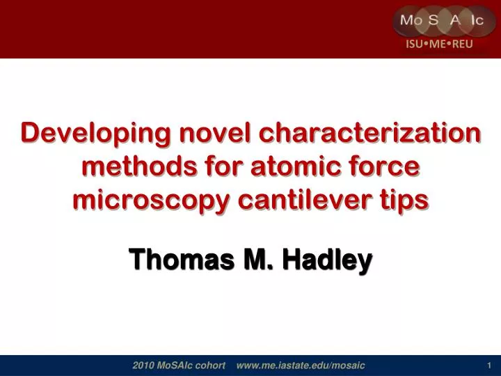 developing novel characterization methods for atomic force microscopy cantilever tips