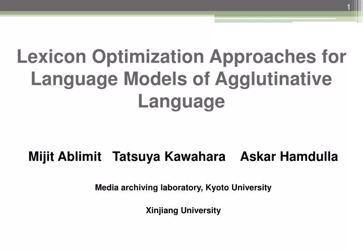 lexicon optimization approaches for language models of agglutinative language
