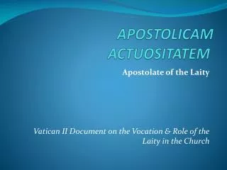 APOSTOLICAM ACTUOSITATEM