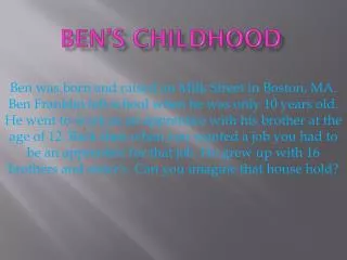 ben s childhood