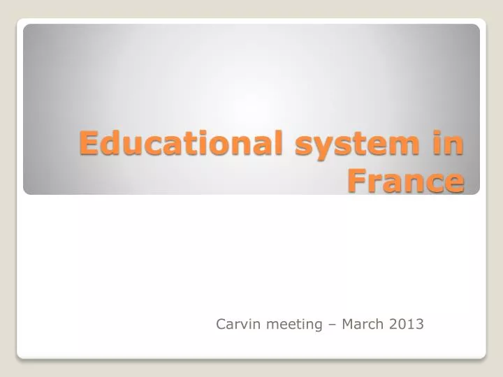 educational system in france