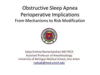 Obstructive Sleep Apnea Perioperative Implications From Mechanisms to Risk Modification
