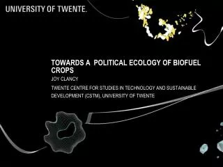Towards a political ecology of biofuel crops