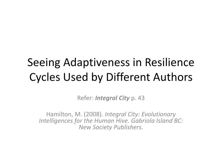 seeing adaptiveness in resilience cycles used by different authors